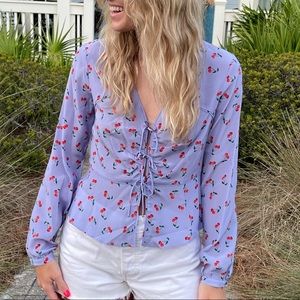 Intermix Tie Front Cherry Top